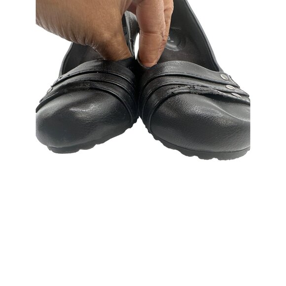 BareTraps Size 8.5  Leather Wedge Heels Slip-On Studded Design Black - Picture 9 of 13